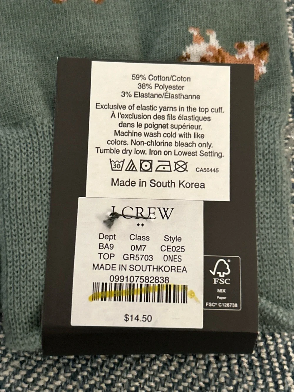 J CREW Socks One Size  Green Brown White Dogs Corgis- New